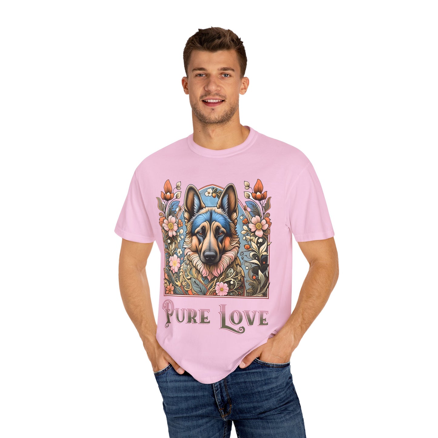 Pure Love German Shepherd T-Shirt – Unisex Garment-Dyed Tee for Dog Lovers