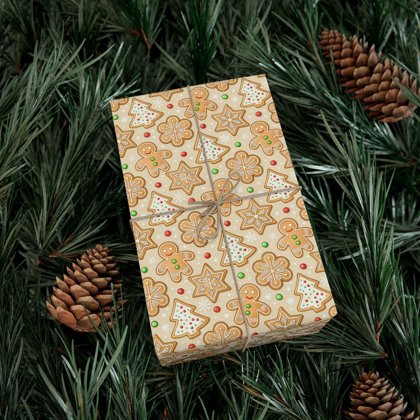 Gingerbread Pattern Gift Wrap Paper — Festive Holiday Wrapping Sheets