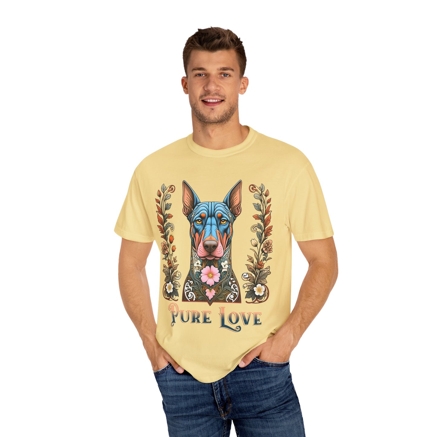 Unisex Pure Love Dog T-shirt - Vibrant Floral Design for Dog Lovers