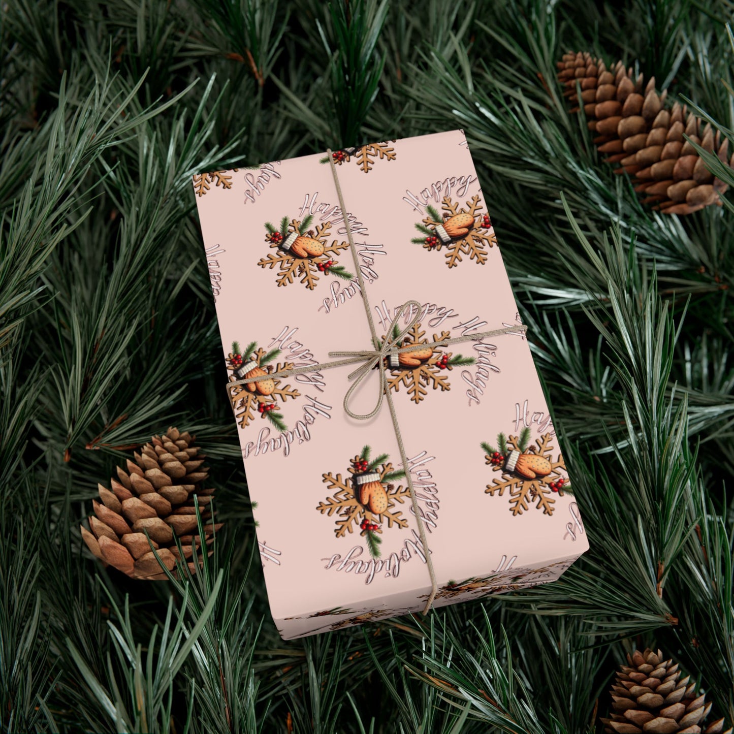 Gift Wrap Paper — Pink Vintage Floral Wreath Pattern (Holiday & Birthday Wrapping)