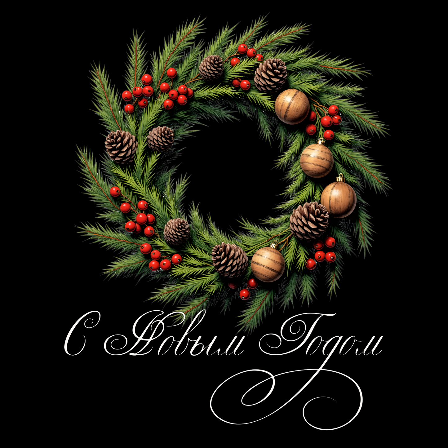 Wreath Pattern Gift Wrap Paper – Black & Gold Holiday Wrapping Sheets