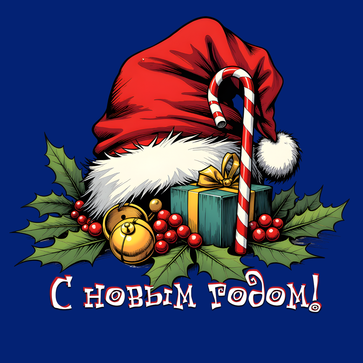 Christmas Gift Wrap Paper — Santa Sleigh & Presents Pattern