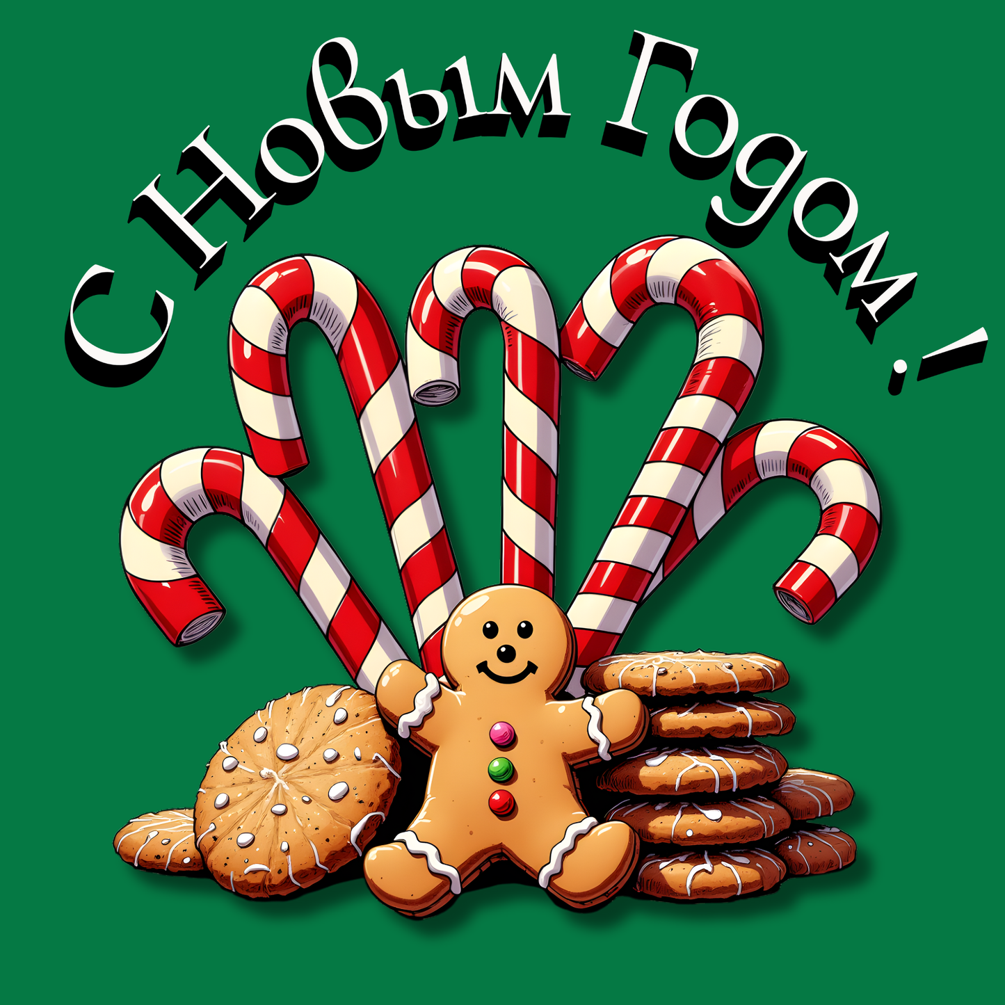 Gift Wrap Paper — Green Gingerbread & Candy Cane Pattern (Holiday Wrapping)