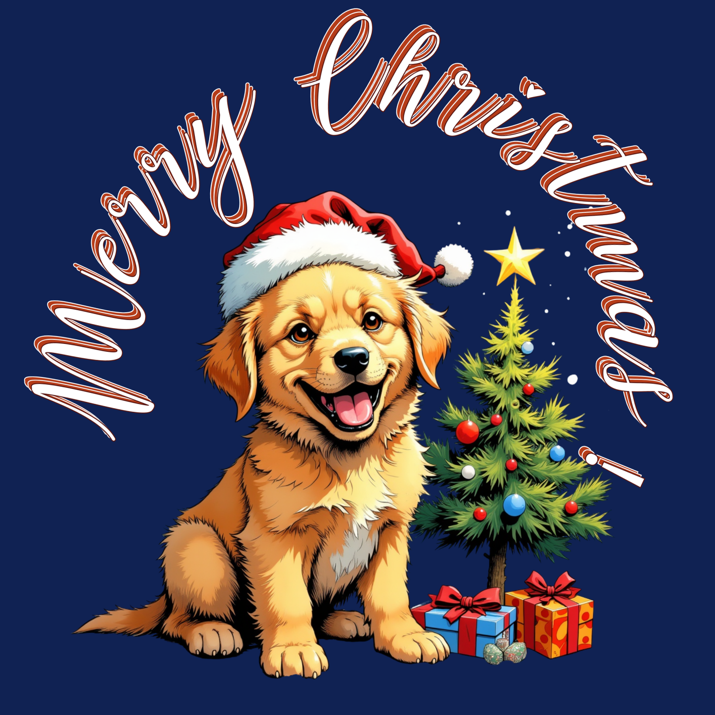 Wrapping Paper — Cute Golden Retriever Christmas Gift Wrap