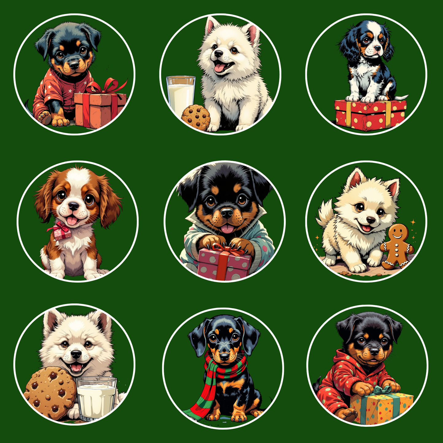 Christmas Dog Pattern Gift Wrap Paper – Green Holiday Puppy Wrapping Sheets