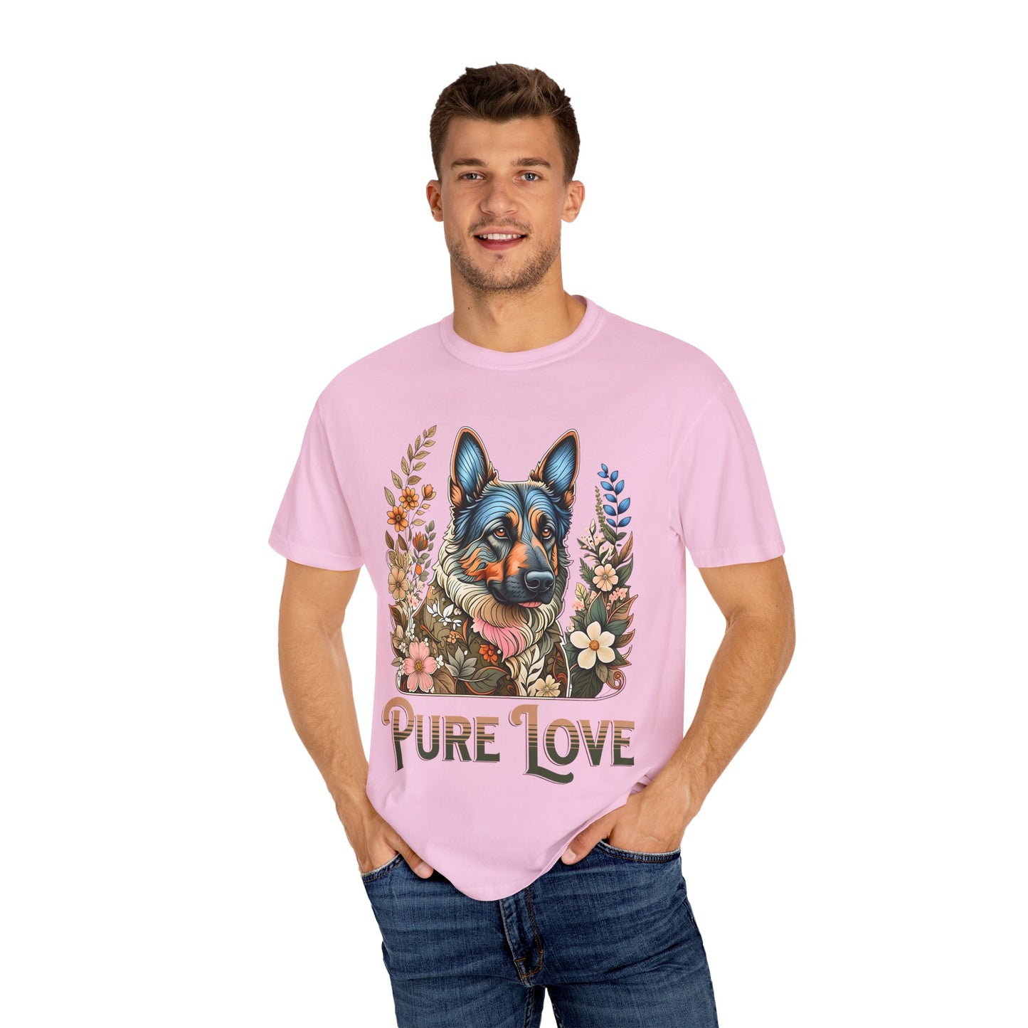 Pure Love Flower-Graphic T-Shirt for Dog Lovers