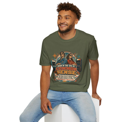 Born in the Era of Common Sense T-Shirt — Retro 70s Vintage Political Graphic Tee