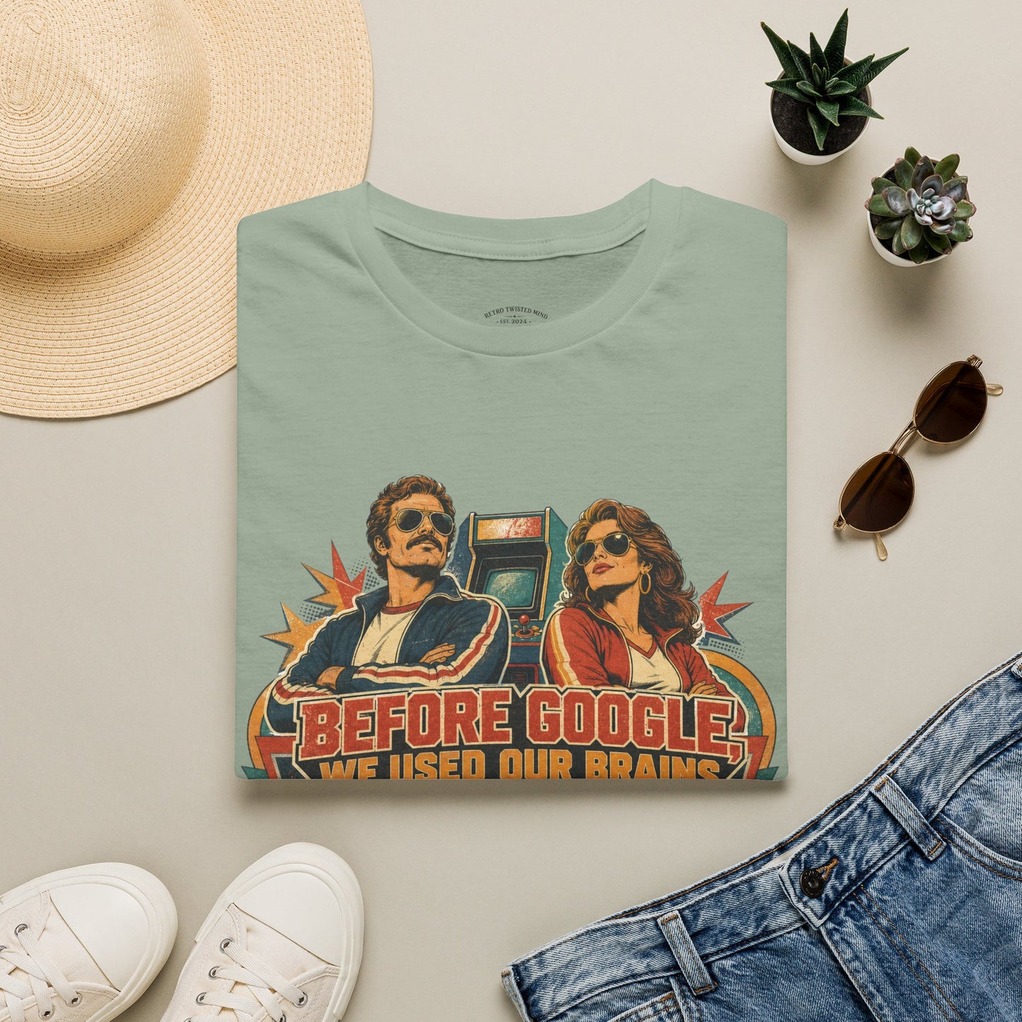 Before Google T-Shirt — Retro Vintage "We Used Our Brains" Graphic Tee