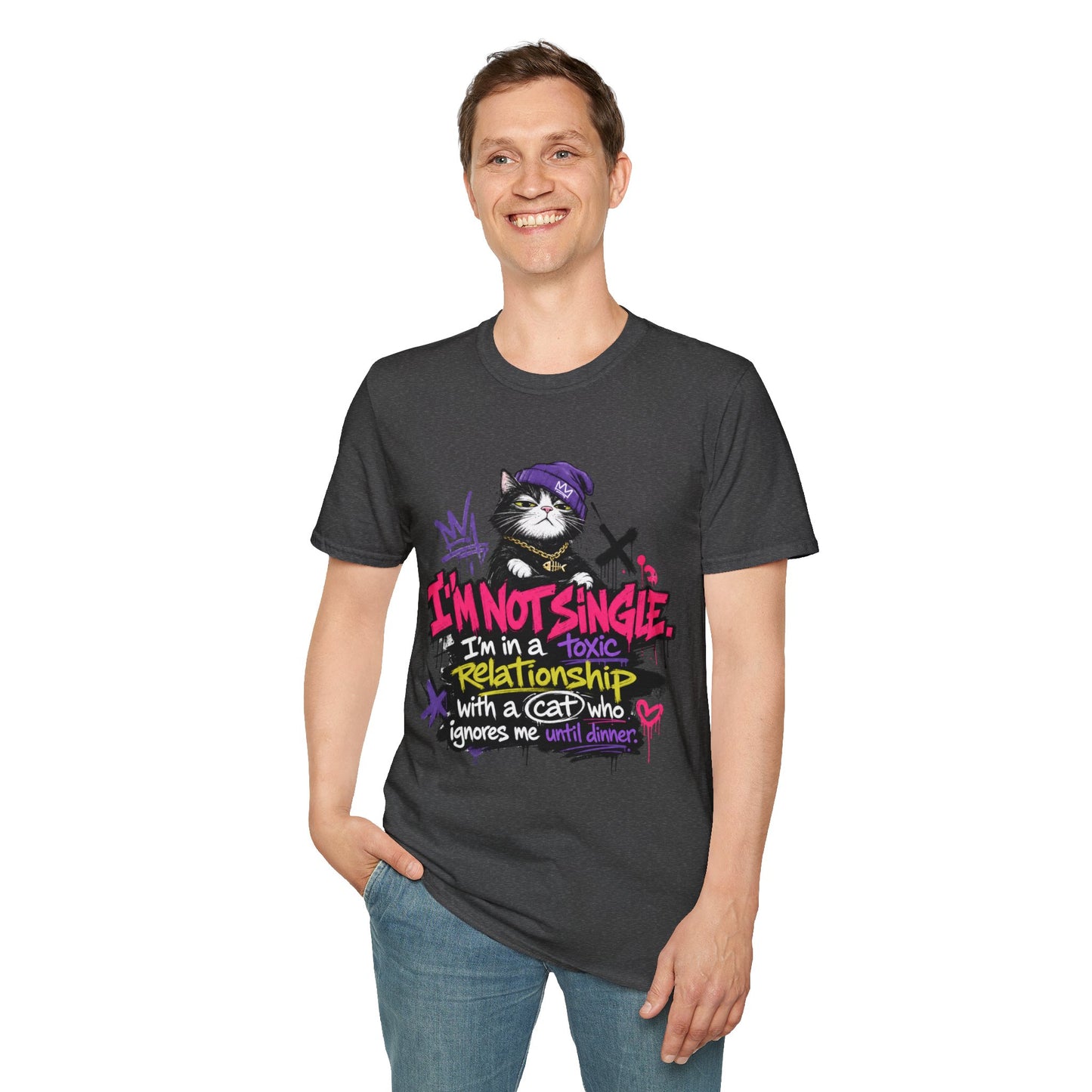 T‑Shirt — “I’m Not Single: I’m in a Toxic Relationship with a Cat” Graphic Tee