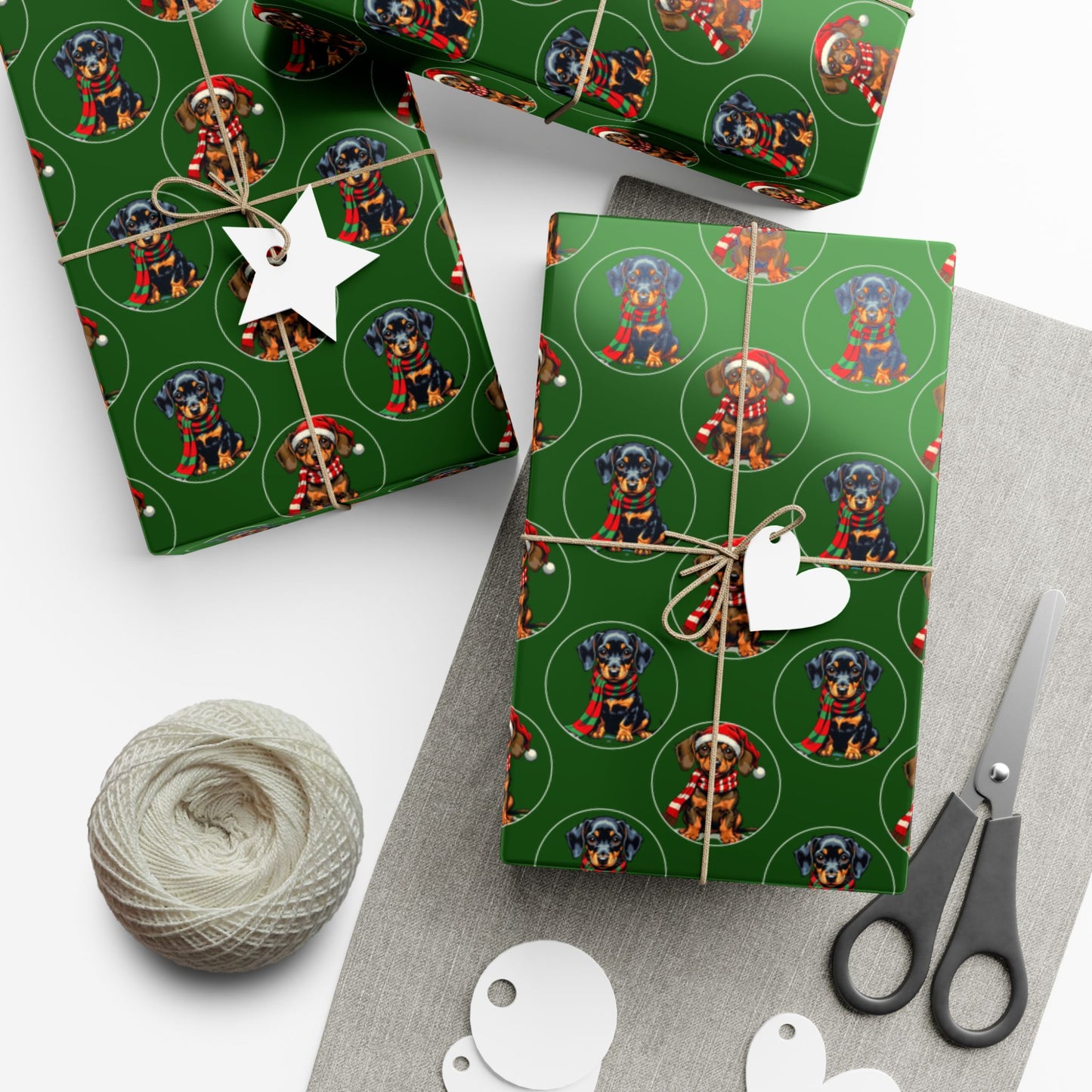 Christmas Dachshund Gift Wrap Paper — Cute Sausage Dog Holiday Wrapping Sheets
