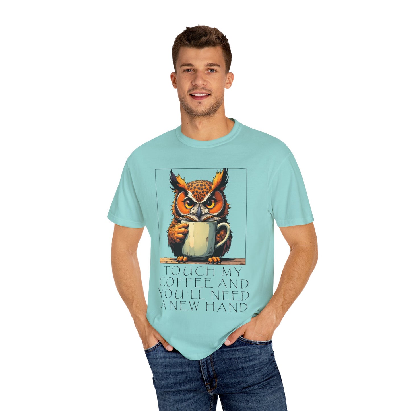 Coffee Owl T‑Shirt - "Touch My Coffee and You'll Need a New Hand" Graphic Tee
