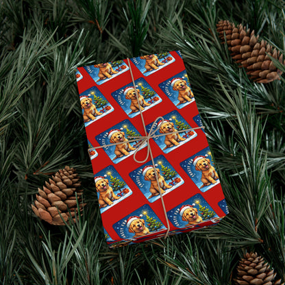 Holiday Puppy Pattern Gift Wrap Paper – Cute Dog Photo Christmas Wrapping Sheets