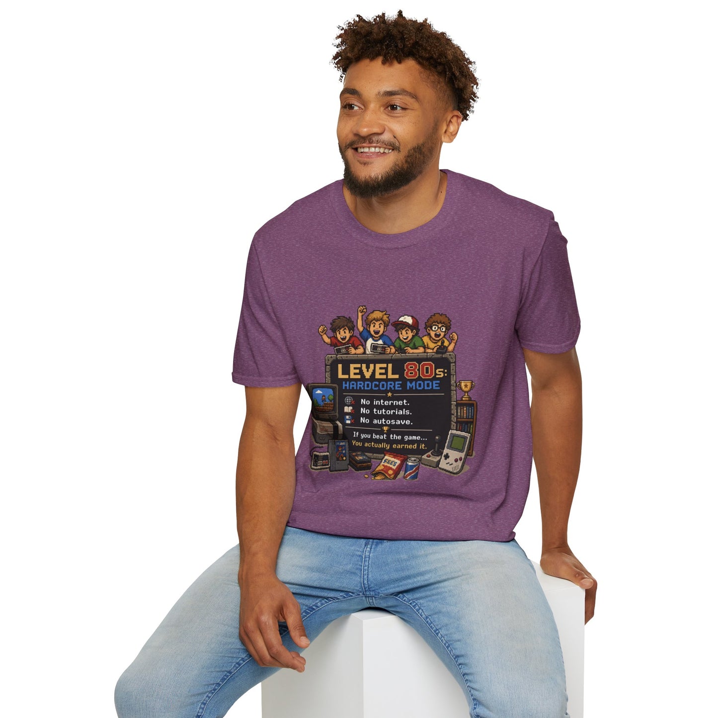 80s Level Up T-Shirt — 'Level 80s: Hardcore Mode' Retro Gaming Tee