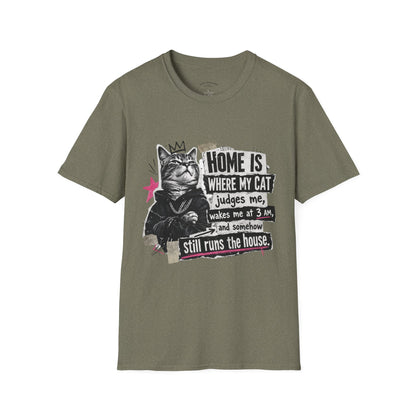 Cat T-Shirt — "Home Is Where My Cat Judges Me" Funny Graphic Tee