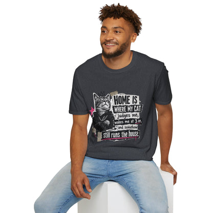 Cat T-Shirt — "Home Is Where My Cat Judges Me" Funny Graphic Tee