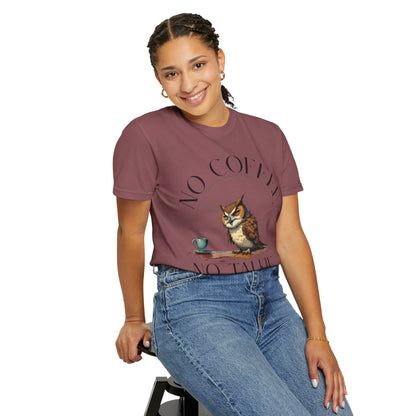 No Coffee No Talkie T-Shirt — Funny Owl Coffee Tee