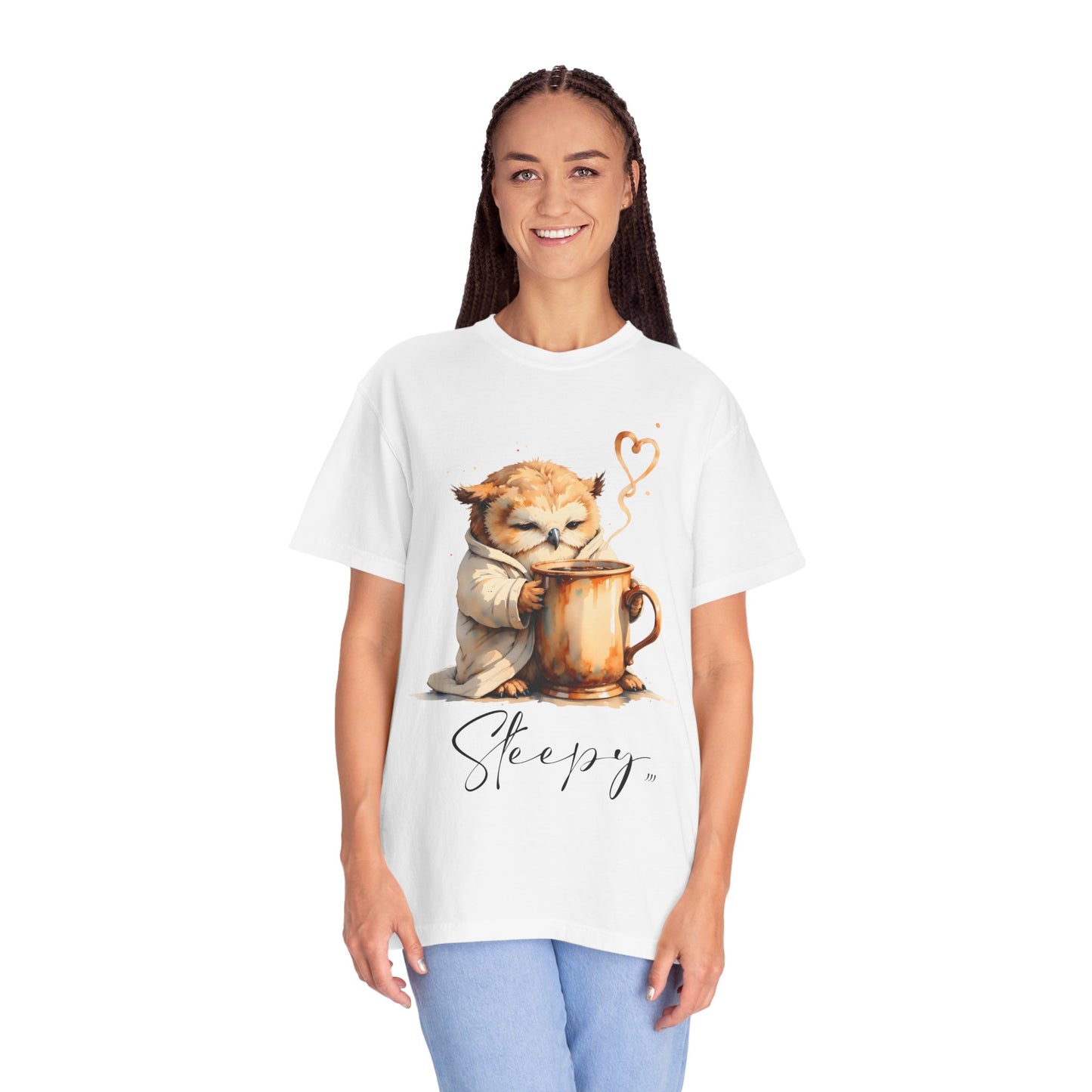Sleepy Owl Coffee T-Shirt — Cute Cozy Morning Tee