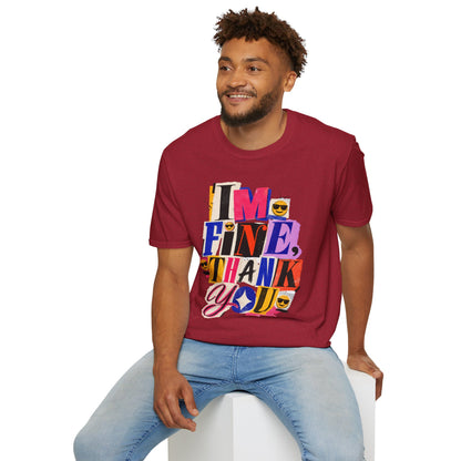 T-Shirt — "I'M FINE, THANK YOU" Retro Collage Graphic Tee