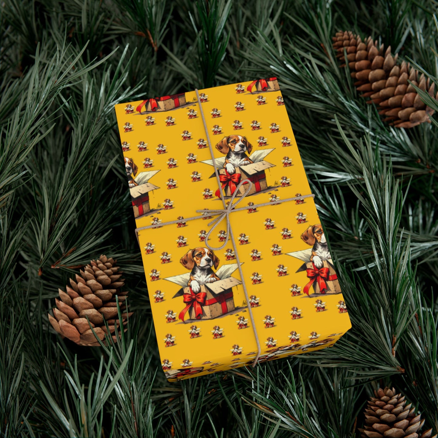 Dog & Gift Pattern Gift Wrap Paper — Cute Puppy Present Wrapping Sheets