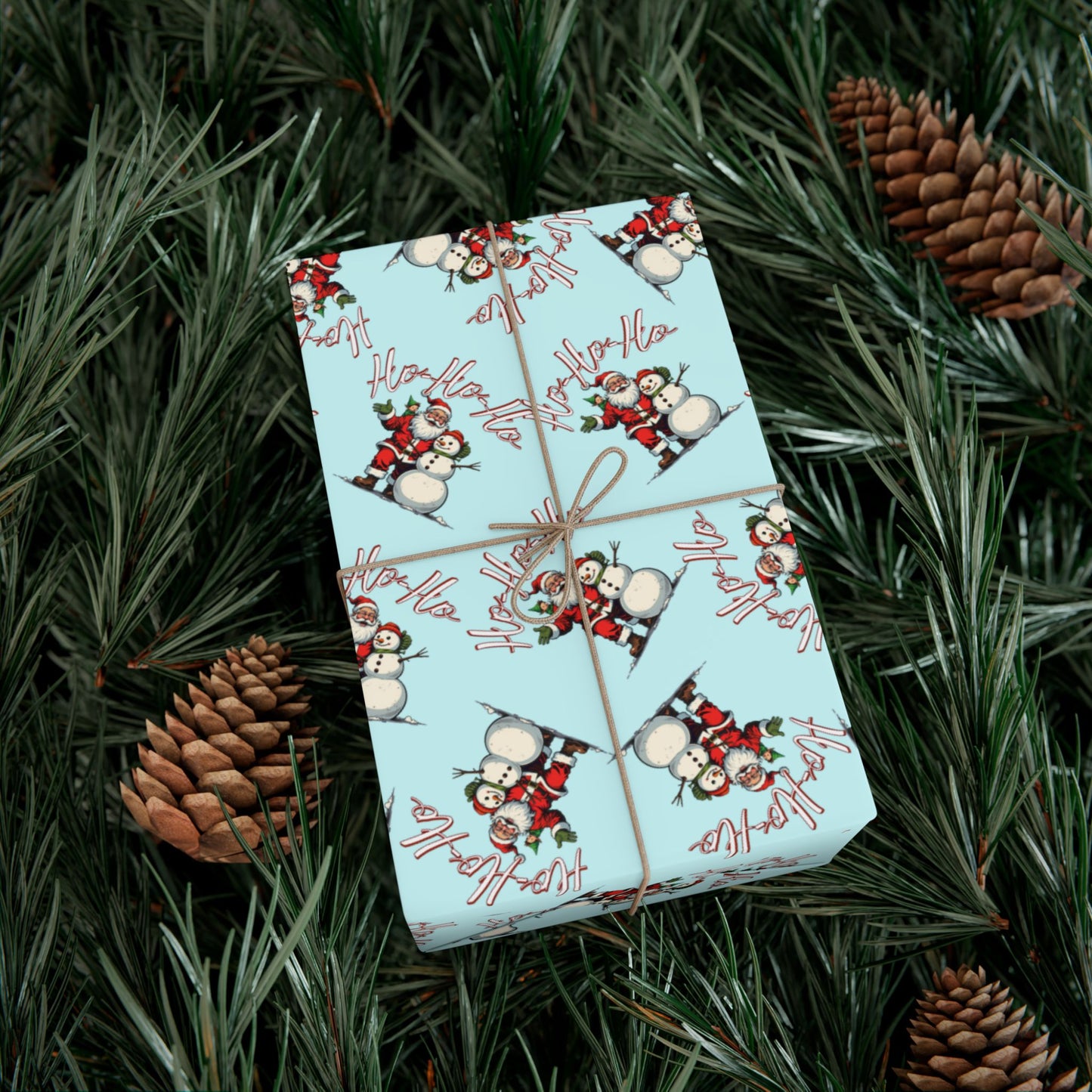 Christmas Snowman Gift Wrap Paper – Light Blue Holiday Wrapping Sheets