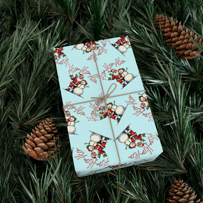 Christmas Snowman Gift Wrap Paper – Light Blue Holiday Wrapping Sheets
