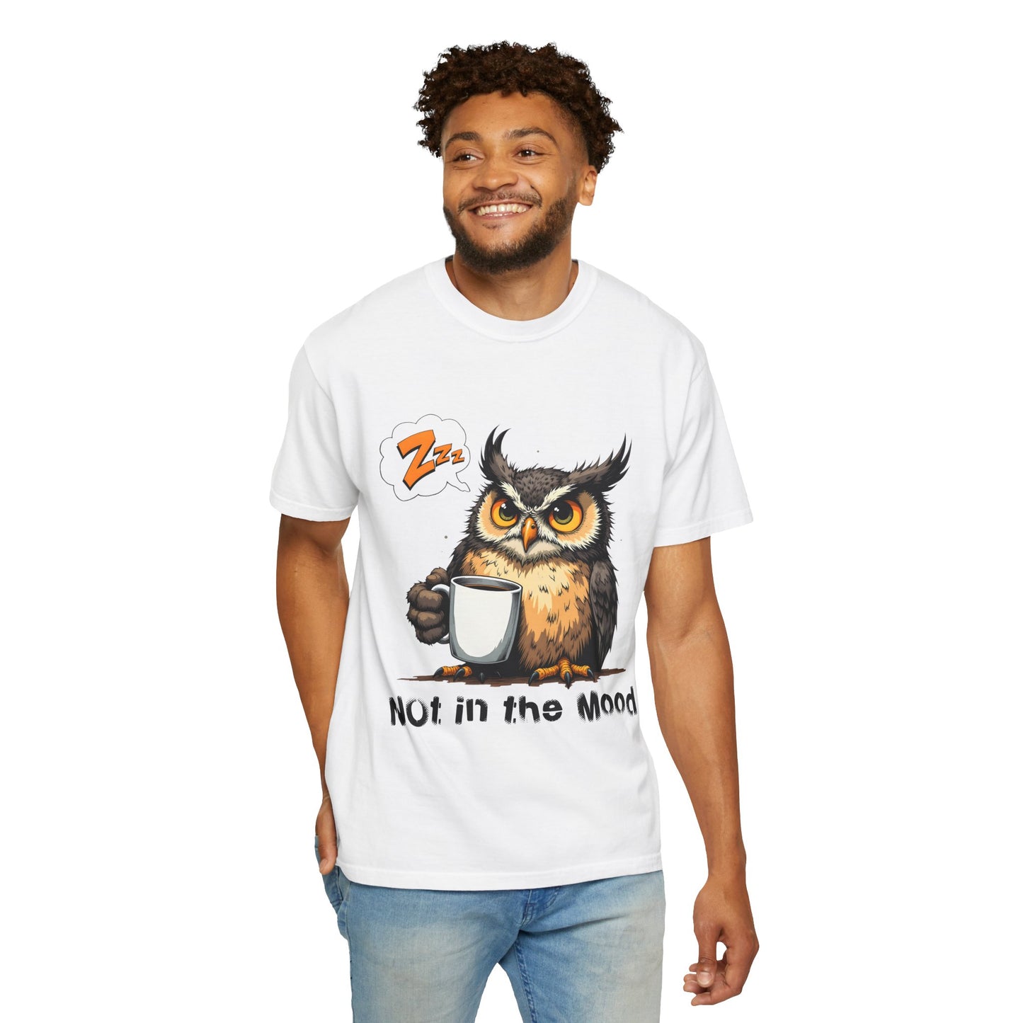 Not In The Mood Owl T-Shirt — Funny Sleepy Owl Coffee Tee
