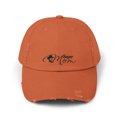 Super Mom Unisex Distressed Cap, Casual Hat for Moms, Gift for Mother's Day, Everyday Wear, Relaxed Style