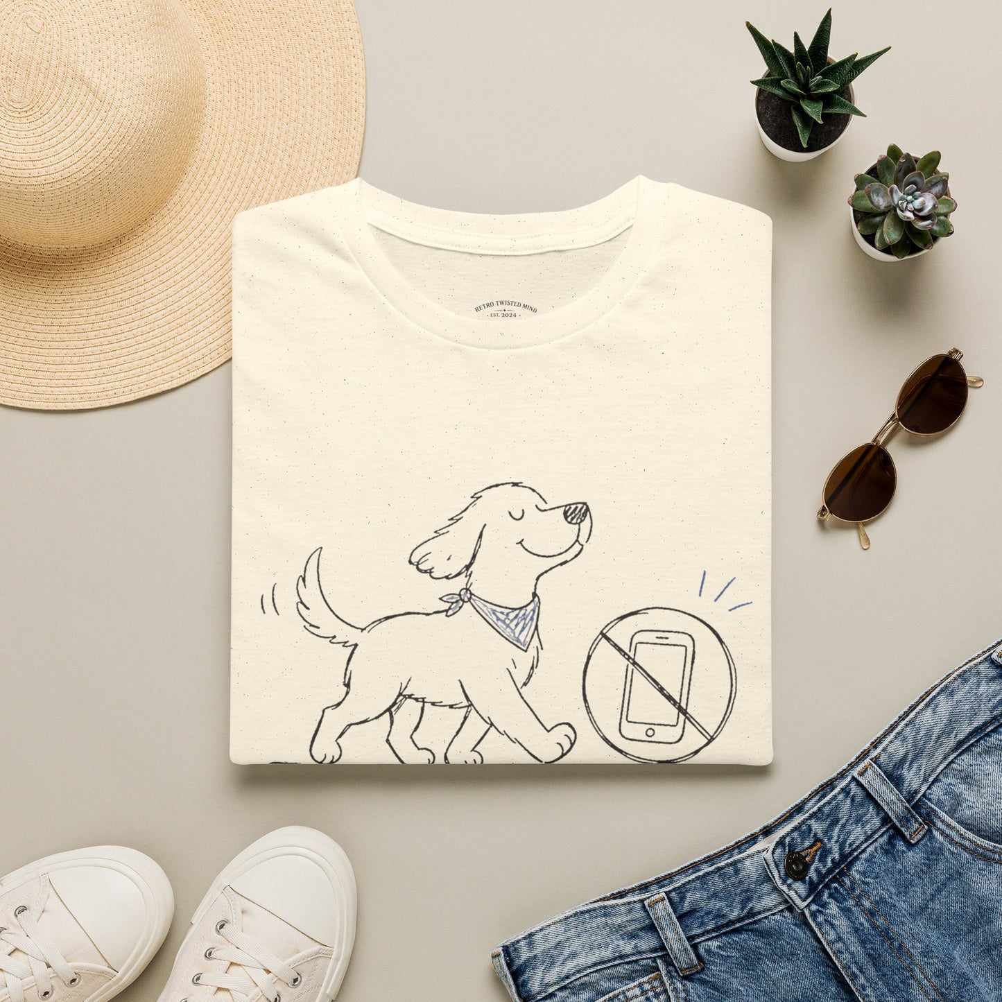 Less Scrolling, More Strolling Dog T-Shirt