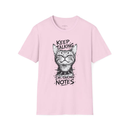 Keep Talking I'm Taking Notes Cat T‑Shirt