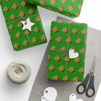 Wrapping Paper — Green Poinsettia Pattern Holiday Gift Wrap