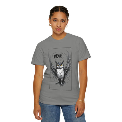 Owl Graphic T-Shirt — 'WOW!' Illustrated Night Owl Tee