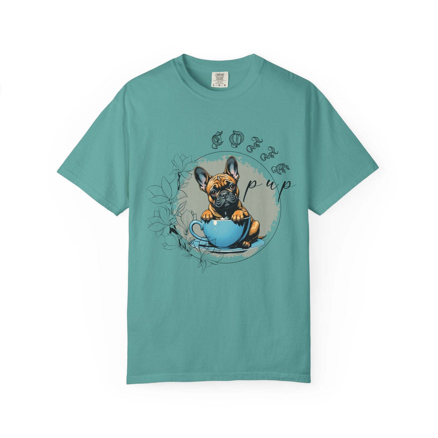 Cute French Bulldog Coffee T-Shirt - Unisex Garment-Dyed Tee