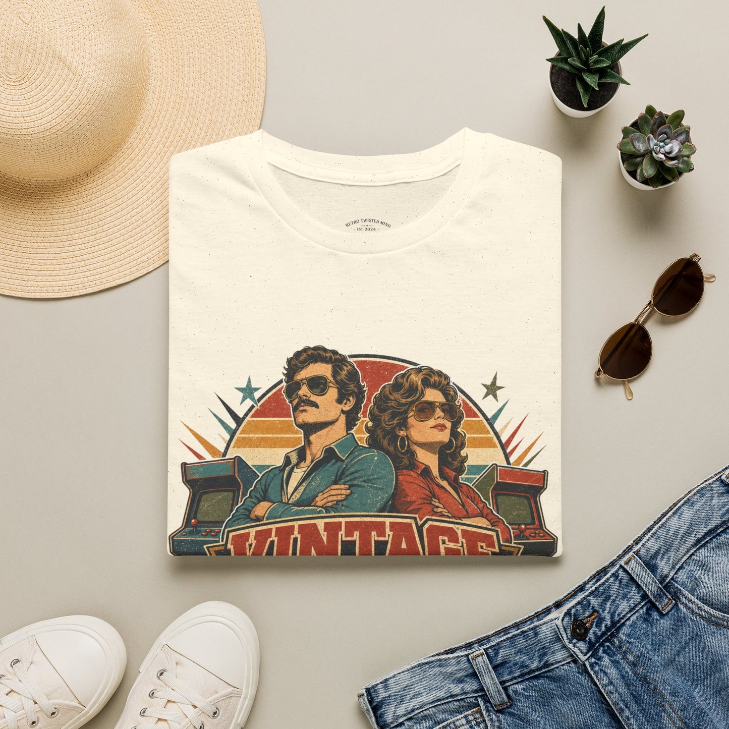 Vintage Human T-Shirt — Retro 70s Duo Graphic Tee