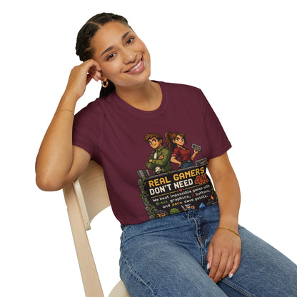 T-Shirt — Retro Pixel 'Real Gamers Don't Need 4K' Graphic Tee