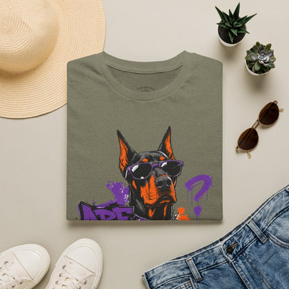 Doberman Graffiti T-Shirt — "You Sure?" Street Art Dog Tee