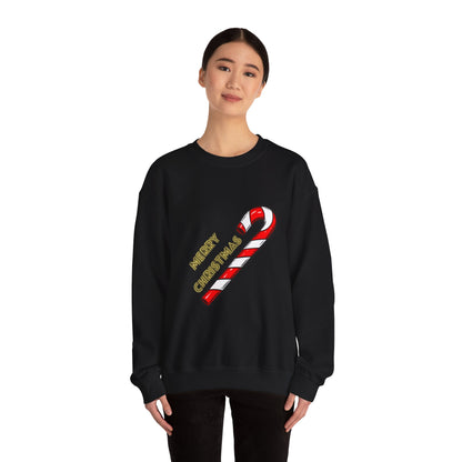 Christmas Candy Cane Crewneck Sweatshirt — "Merry Christmas" Holiday Sweater