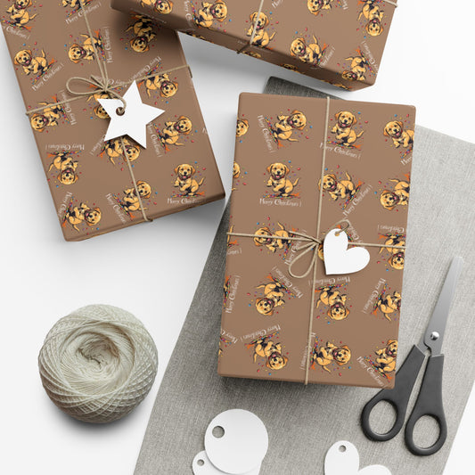 Gift Wrap Paper — Cute Golden Puppy Pattern (Pet Lover Wrapping Paper)