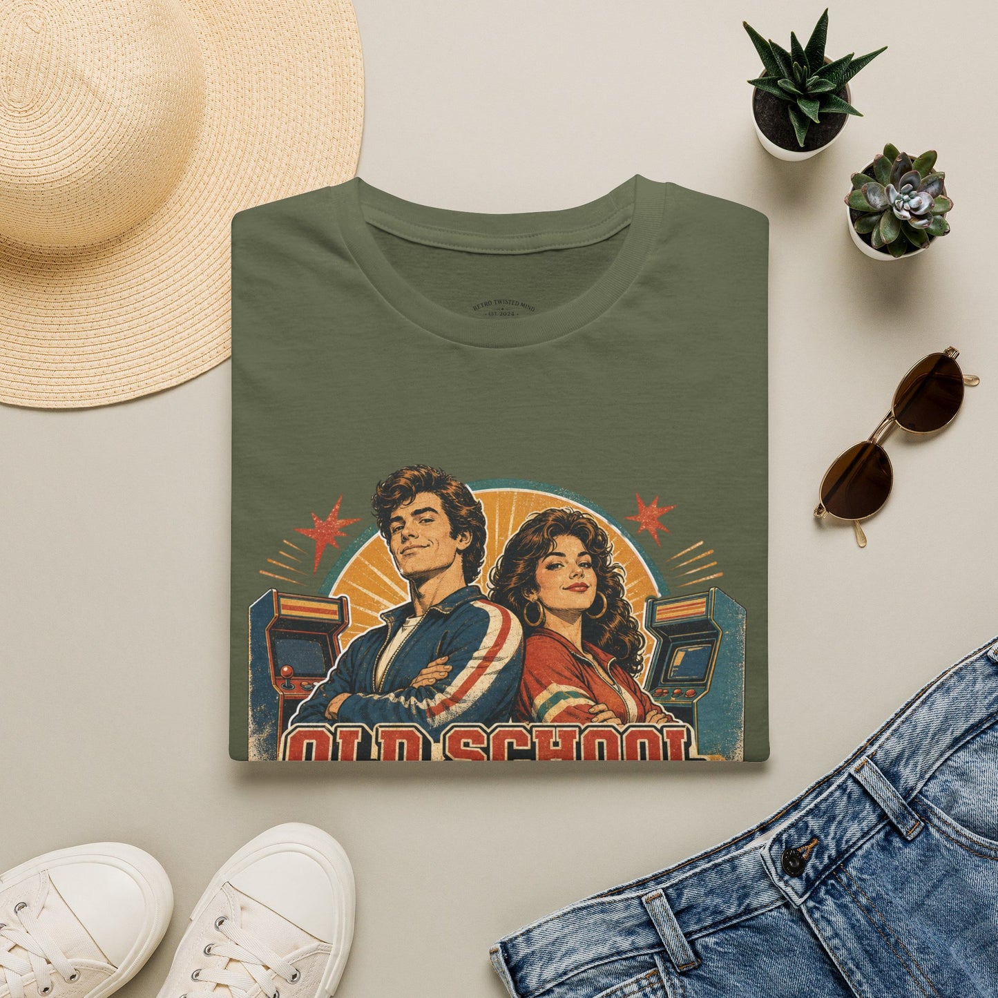 T-Shirt — Retro 'Old School' Arcade Couple Vintage Gamer Tee