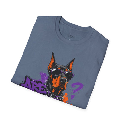 Doberman Graffiti T-Shirt — "You Sure?" Street Art Dog Tee