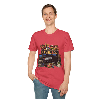 80s Level Up T-Shirt — 'Level 80s: Hardcore Mode' Retro Gaming Tee