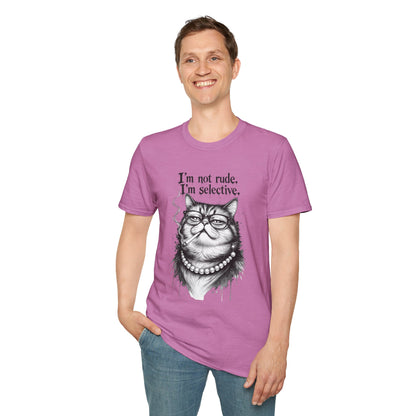 Cat Graphic T‑Shirt — "I'm Not Rude, I'm Selective" Funny Cat Tee