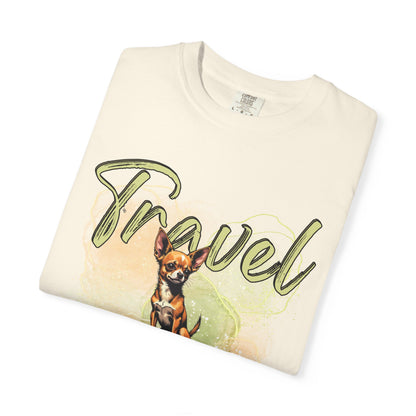 Travel Time Unisex Garment-Dyed T-Shirt - Cute Dog Design for Animal Lovers