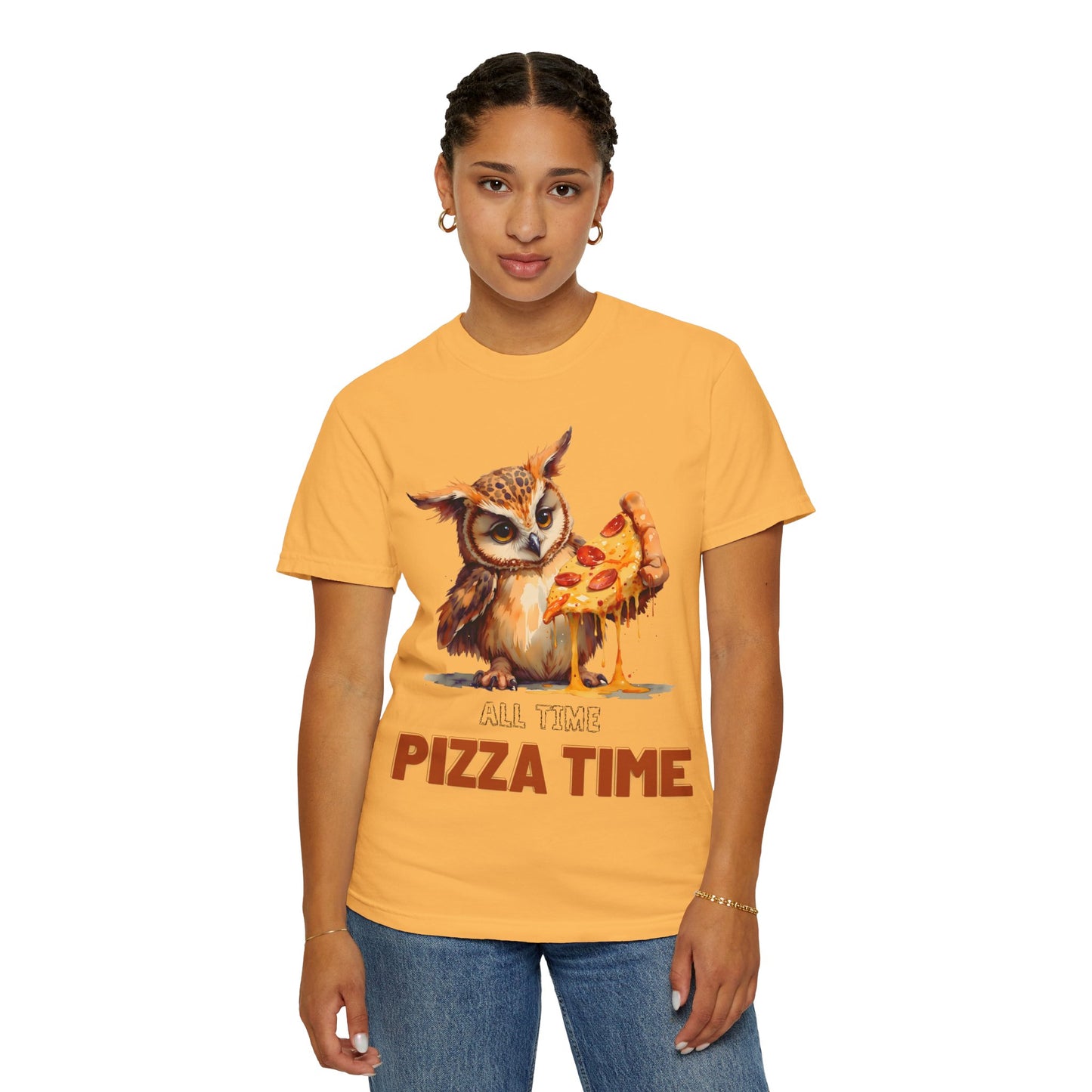 Pizza Time Owl T-Shirt — Cute Owl Eating Pizza Graphic Tee
