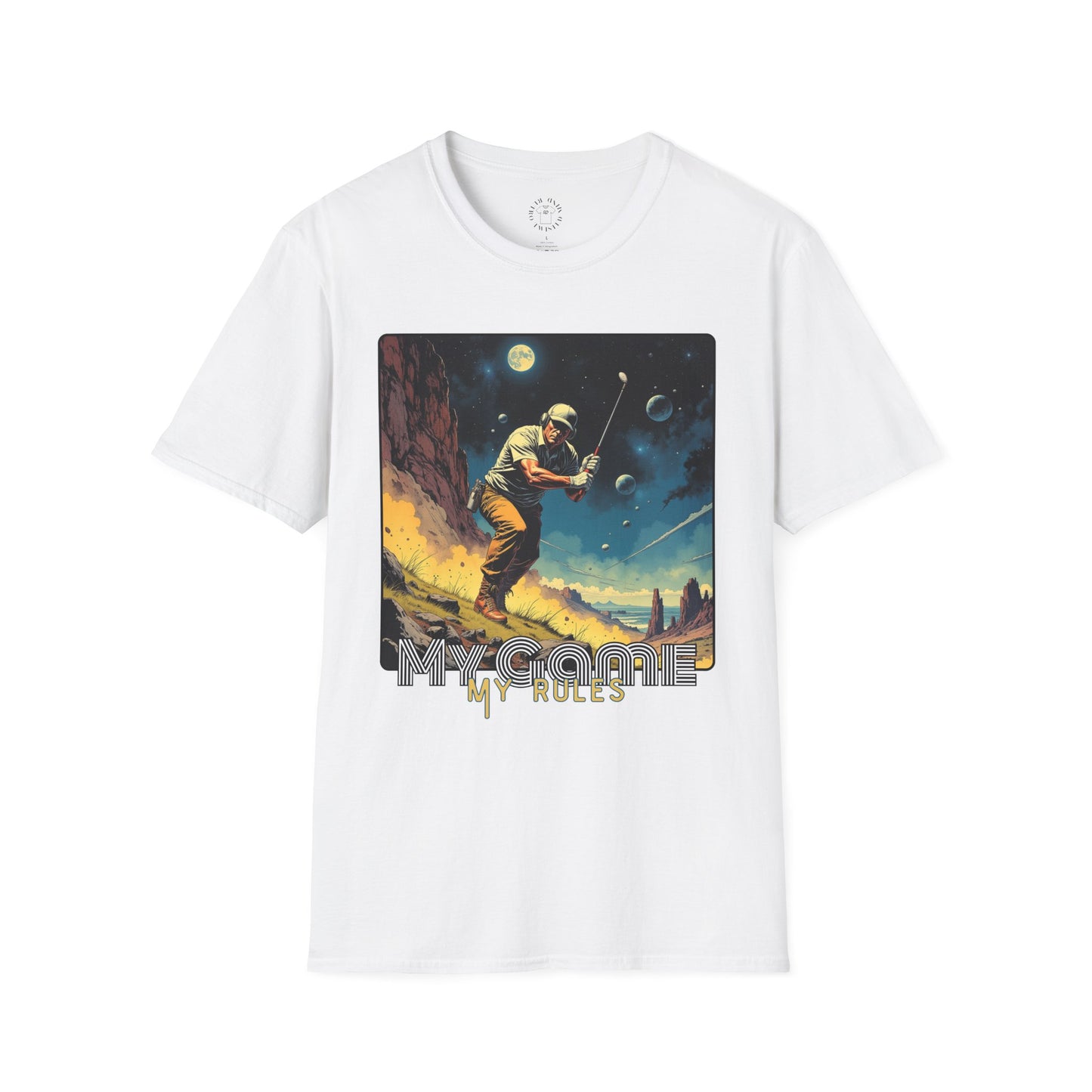 My Game, My Rules Unisex Softstyle T-Shirt - Retro Space Design, golf ,sport