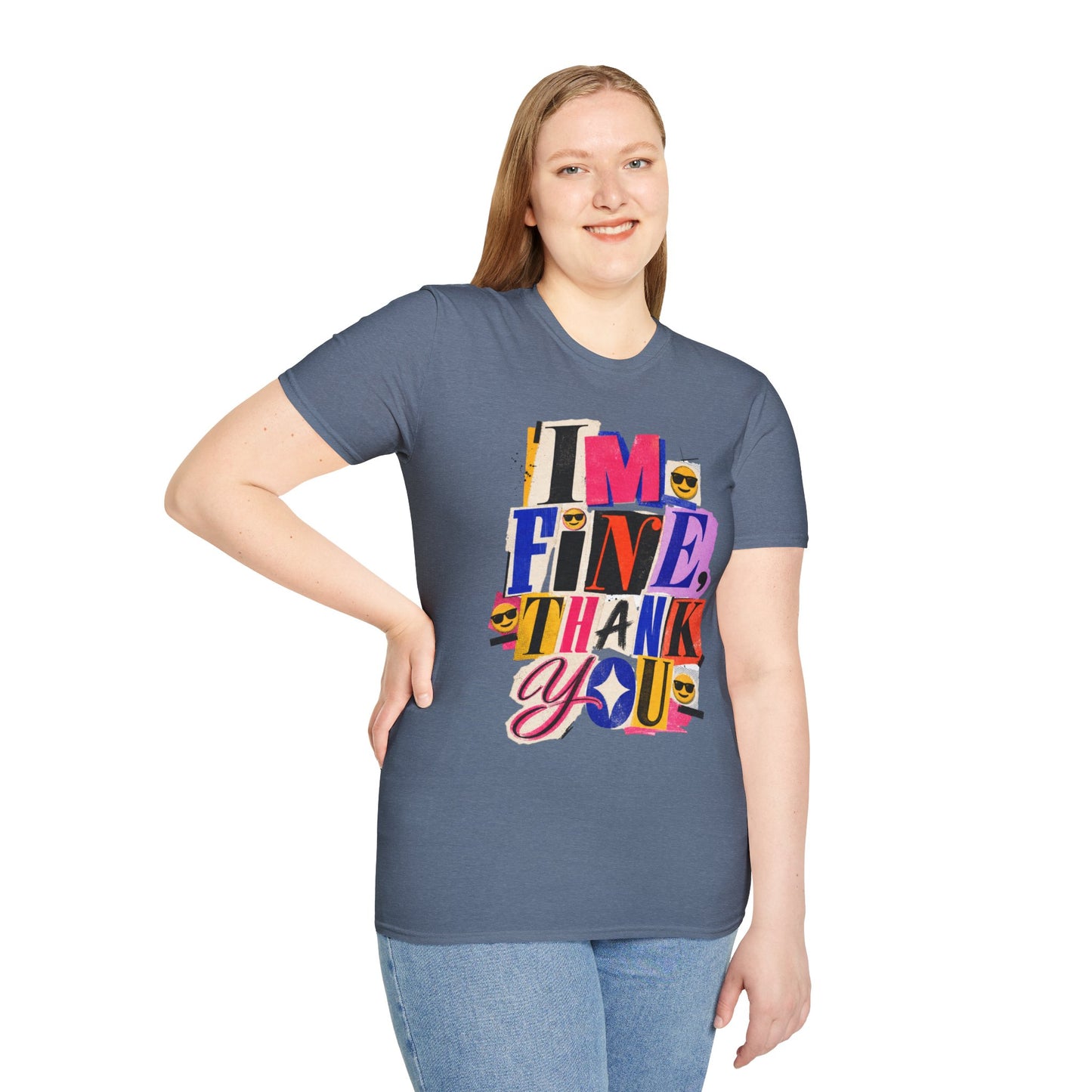 T-Shirt — "I'M FINE, THANK YOU" Retro Collage Graphic Tee