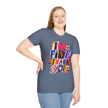T-Shirt — "I'M FINE, THANK YOU" Retro Collage Graphic Tee
