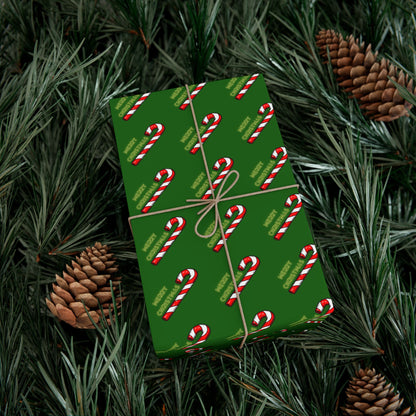 Candy Cane Holiday Gift Wrap Paper — Festive Green Christmas Wrapping Sheets