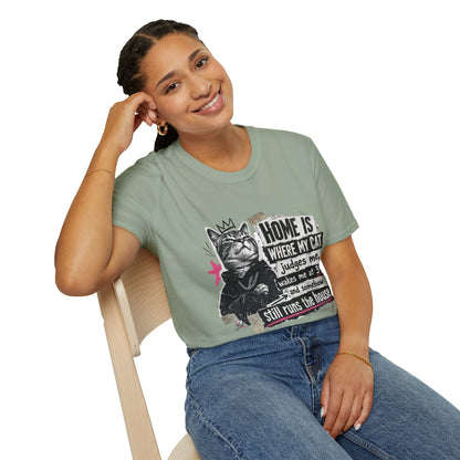 Cat T-Shirt — "Home Is Where My Cat Judges Me" Funny Graphic Tee
