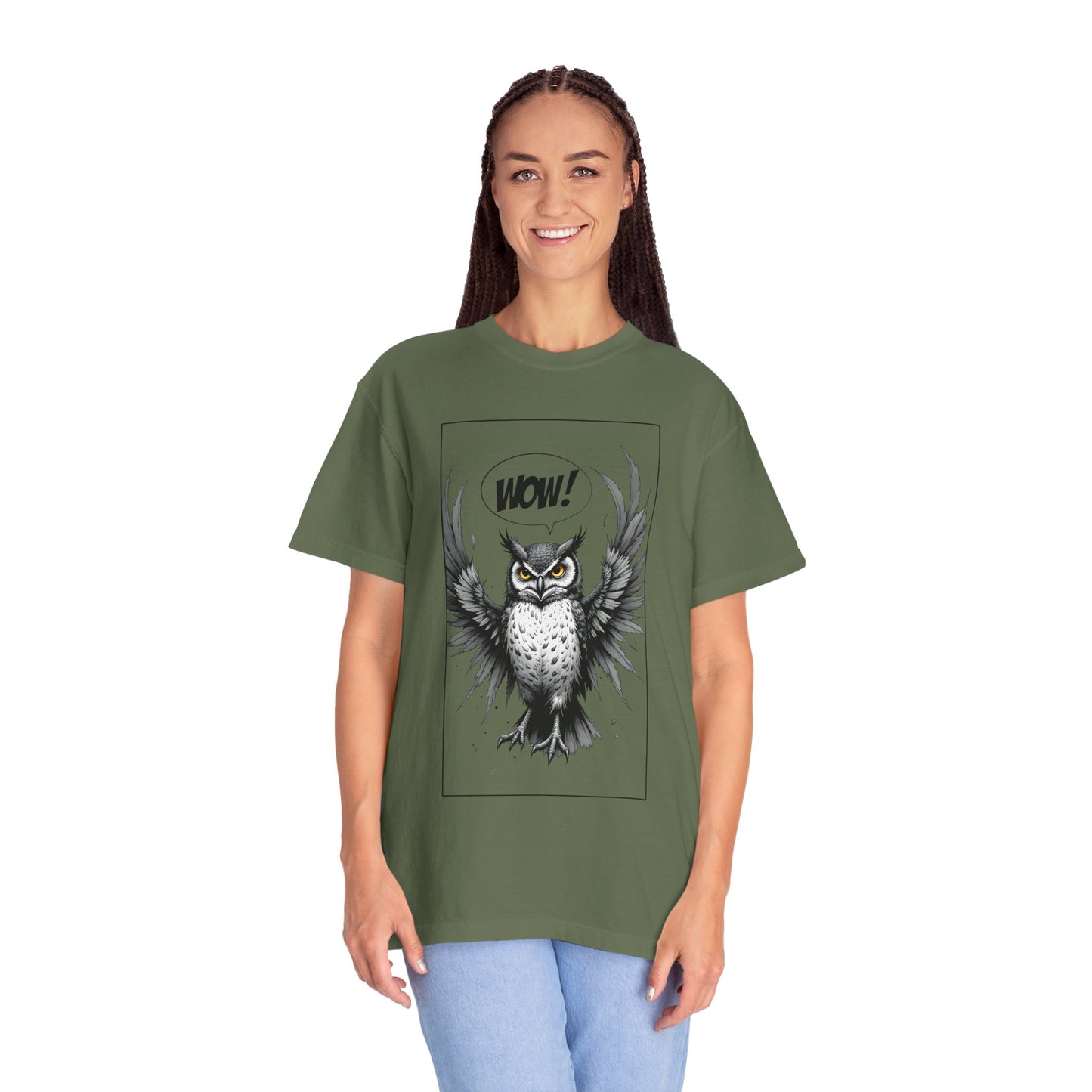 Owl Graphic T-Shirt — 'WOW!' Illustrated Night Owl Tee