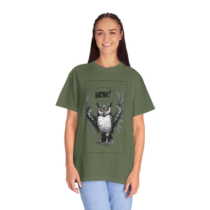 Owl Graphic T-Shirt — 'WOW!' Illustrated Night Owl Tee